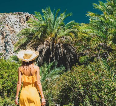 kız var dinlenme palm ormanda