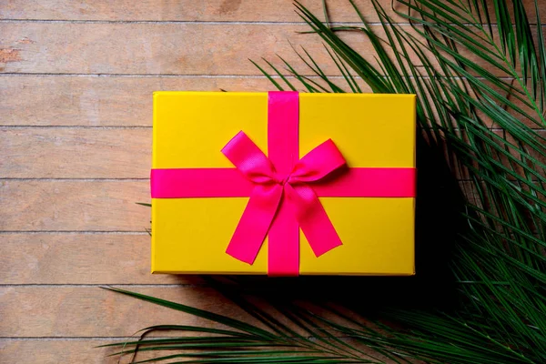 Plam ramo e confezione regalo vacanza — Foto Stock