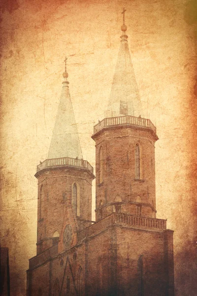 Old medieval tower of Cathedral church — Stock Photo, Image