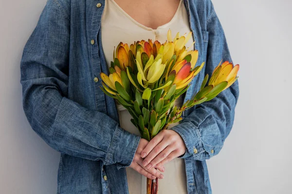 カユプテの花束を保持している女性の手 — ストック写真