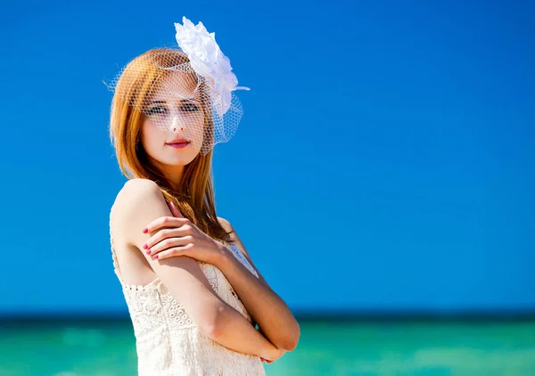 Young bride at the beach — Stock Photo, Image