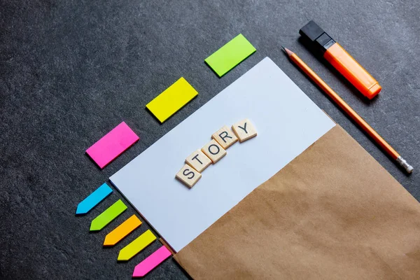 Story Letters Paper Sheet Notes Table — Stock Photo, Image