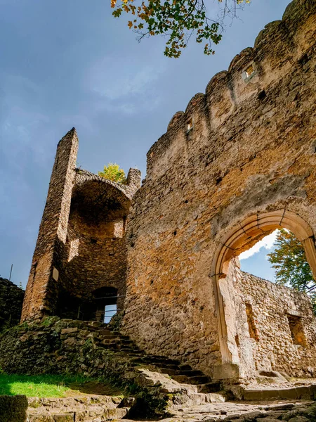 Vista Para Dentro Ruínas Castelo Medieval Baixa Silésia Polônia — Fotografia de Stock