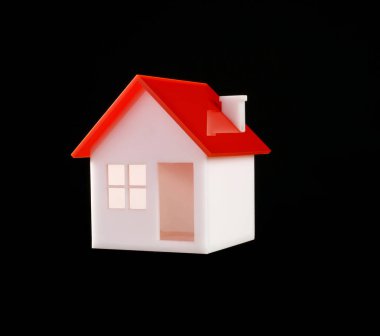 bir evin siyah arka plan üzerinde model