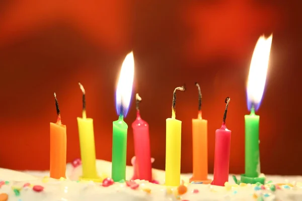 Eight Birthday Candles Close Shallow Dof — Stock Photo, Image