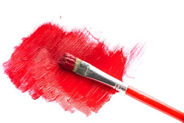 kırmızı boya ve fırça