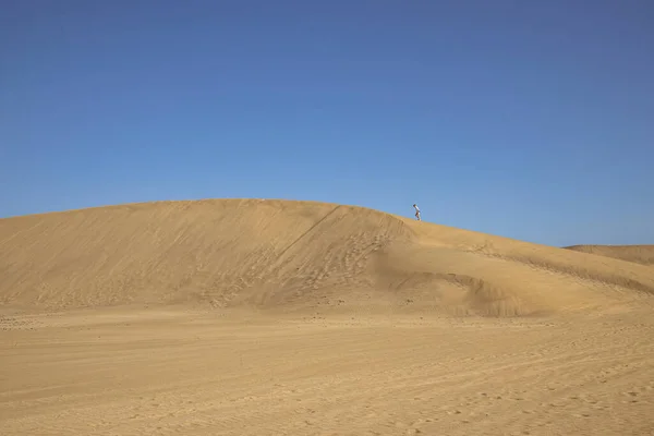 Beautiful Summer Desert Landscape Warm Sunny Day Maspalomas Dunes Spanish — Stock Photo, Image