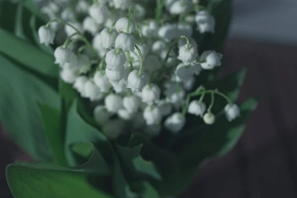 Mooie Lelie Van Vallei Boeket Met Een Achtergrond Van Groene — Stockfoto