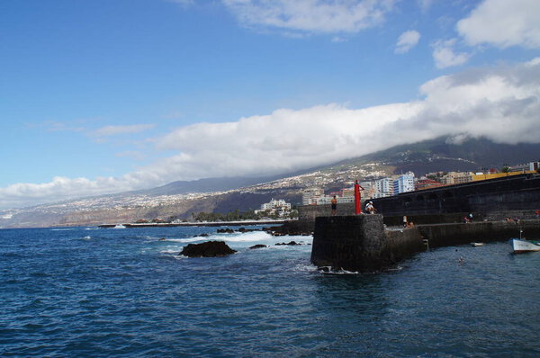 beautiful landscape of the Spanish port city of Puerto de la Cruz on the Canary island of Tenerife