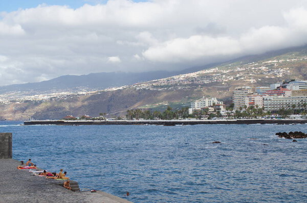 beautiful landscape of the Spanish port city of Puerto de la Cruz on the Canary island of Tenerife