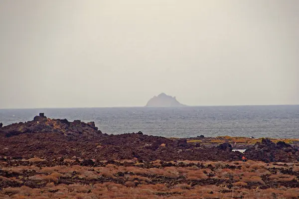 Beautiful calm summer cloudy landscape from the Spanish Canary Island Lanzarote