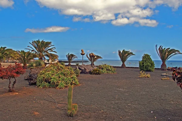 Vackert Lugnt Sommarmolnlandskap Från Spanska Kanarieöarna Lanzarote — Stockfoto