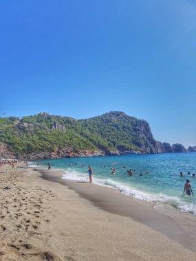 Sıcak bir yaz gününde Alanya 'da güzel, ünlü kumlu Kleopatra plajı