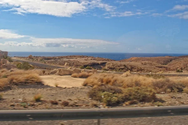 Wunderschöne Landschaften Von Der Spanischen Insel Teneriffa Mit Autobahn Und — Stockfoto