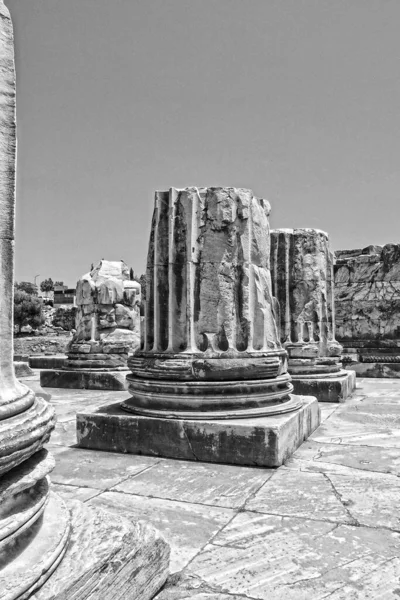 Hermosas Ruinas Antiguas Del Antiguo Templo Apolo Didim Turquía Caluroso —  Fotos de Stock