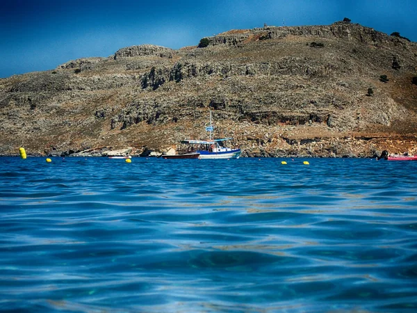 Magnifique Paysage Estival Bord Mer Sur Île Grecque Rhodes — Photo