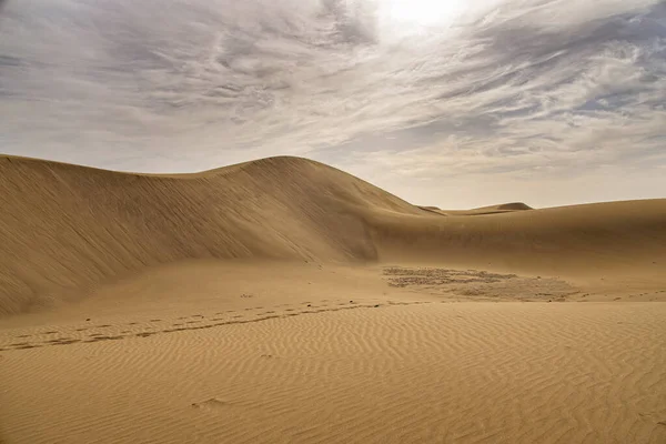 Gyönyörű Nyári Sivatagi Táj Egy Meleg Napos Napon Maspalomas Dűnék — Stock Fotó