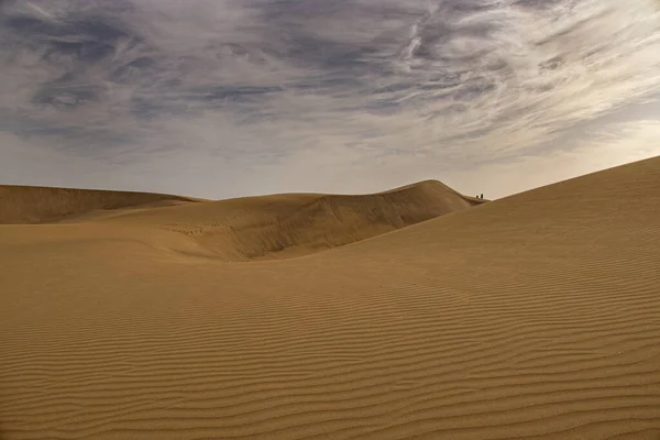 Bela Paisagem Deserto Verão Dia Ensolarado Quente Dunas Maspalomas Ilha — Fotografia de Stock