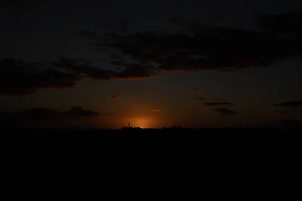 Magnifique Coucher Soleil Coloré Sur Île Espagnole Gran Canaria Dans — Photo