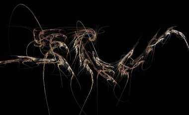 Siyah pürüzsüz arkaplanda güzel renkli soyut fraktal desen