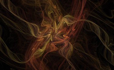 Siyah pürüzsüz arkaplanda güzel renkli soyut fraktal desen