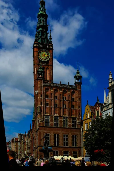 Piękny Krajobraz Zabytkowych Kamienic Gdańska Polsce — Zdjęcie stockowe