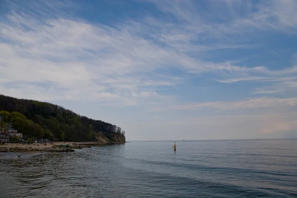 Vackert Landskap Det Blå Östersjön Polen Och Stranden Solig Varm — Stockfoto