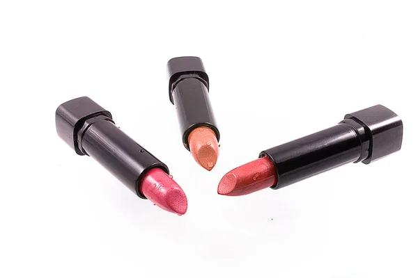 Bel Rossetto Rosso Corpo Nero Uno Sfondo Bianco Isolato — Foto Stock