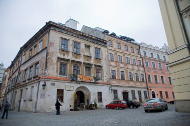 Güzel sonbahar gri kasım manzarası Polonya 'nın Lublin şehrinden