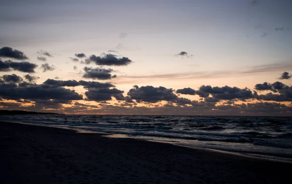 Bellissimo Paesaggio Romantico Con Tramonto Sul Mar Baltico Polonia — Foto Stock