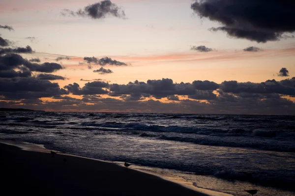 波兰波罗的海美丽的浪漫风景 夕阳西下 — 图库照片