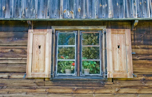 Гарне Старовинне Вікно Дерев Яному Будинку Музеї Просто Неба Польській — стокове фото