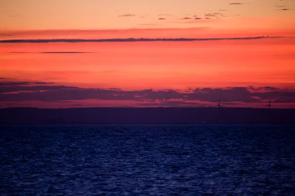 Bellissimo Pittoresco Paesaggio Rosso Tramonto Sul Mar Baltico Polacco — Foto Stock