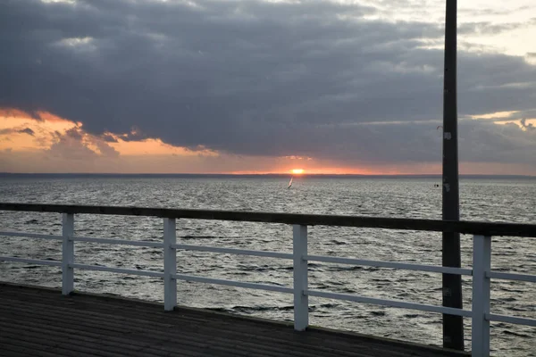 Bellissimo Paesaggio Delicata Alba Sul Mar Baltico Polonia Sulla Baia — Foto Stock