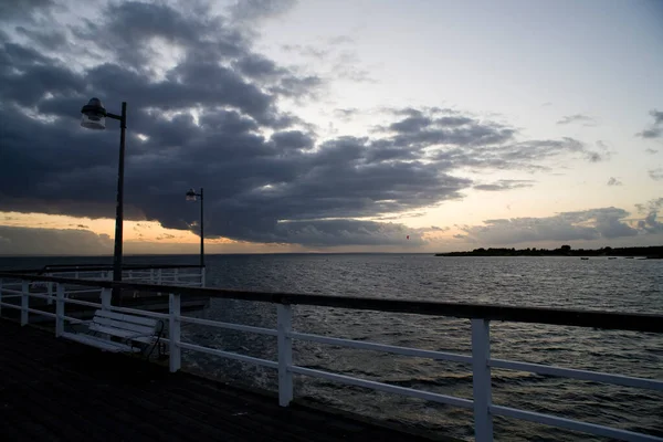 Vackert Landskap Känslig Soluppgång Över Östersjön Polen Över Puck Bay — Stockfoto