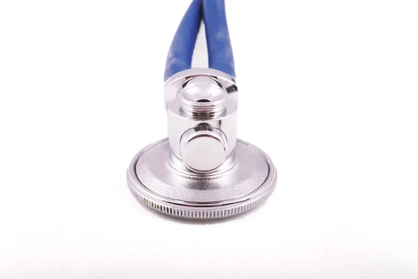 Plain Steel Blue Medical Stethoscope White Isolated Background — Stock Photo, Image