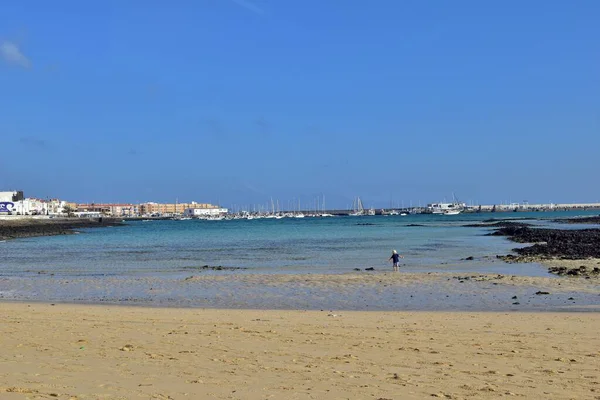 Bella Vista Sulla Spiaggia Oceano Blu Sulle Isole Canarie Fuerteventura — Foto Stock