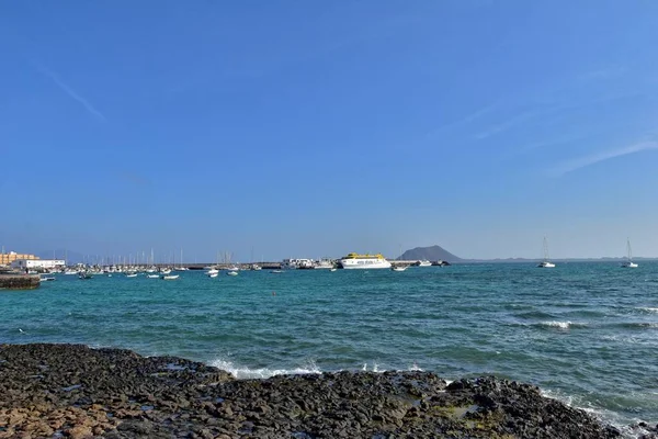 Bela Vista Praia Oceano Azul Ilha Das Canárias Fuerteventura Espanha — Fotografia de Stock