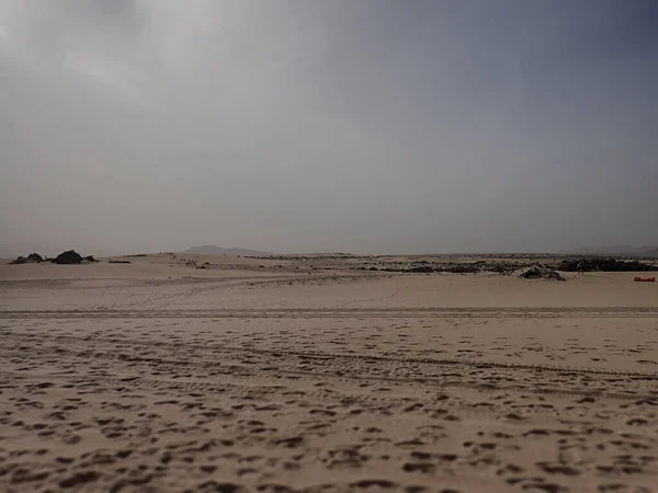 Krásná Krajina Španělského Kanárského Ostrova Fuerteventura Dunami Oceánem — Stock fotografie