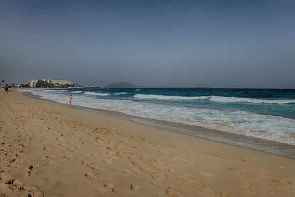 Krásná Krajina Španělského Kanárského Ostrova Fuerteventura Dunami Oceánem — Stock fotografie