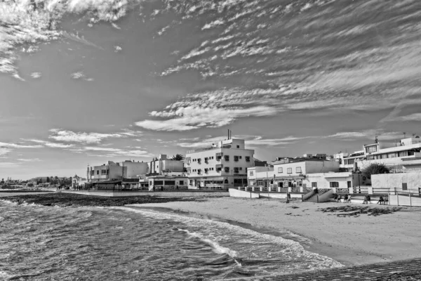 Vacker Utsikt Över Stranden Och Det Blå Havet Kanarieöarna Fuerteventura — Stockfoto