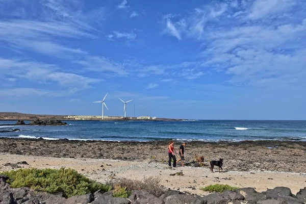 Krásný Výhled Pláž Modrý Oceán Kanárském Ostrově Fuerteventura Španělsku — Stock fotografie