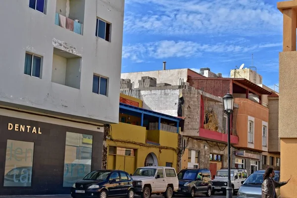 Hermosa Ciudad Corralejo Isla Española Canarias Fuerteventura Cálido Día Vacaciones — Foto de Stock