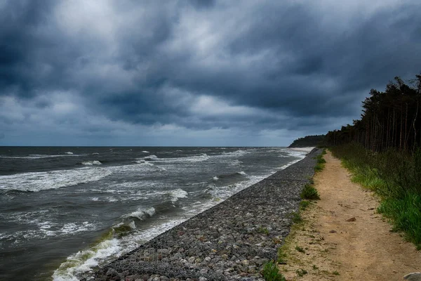 Чудовий Краєвид Узбережжя Балтійського Моря Холодного Вітряного Весняного Дня — стокове фото