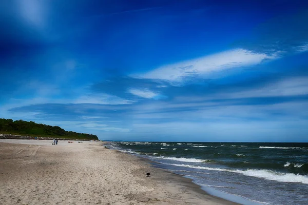 Belo Dia Sem Nuvens Quente Praia Paisagem Mar Báltico Polónia — Fotografia de Stock
