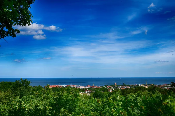 Piękny Kolorowy Widok Punktu Widokowego Wiosennego Miasta Sopot Polsce Morze — Zdjęcie stockowe
