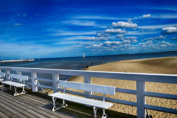 Beautiful View Famous Sopot Pier Poland Warm Spring Sunny Day — Stock Photo, Image