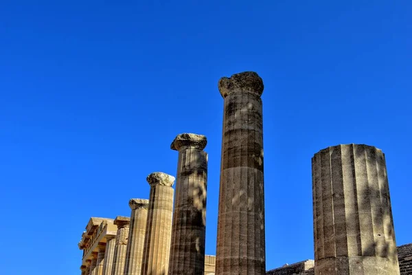 Beautiful Old Antique Stone Ruins Hot Summer Day Greek Island — Stock Photo, Image