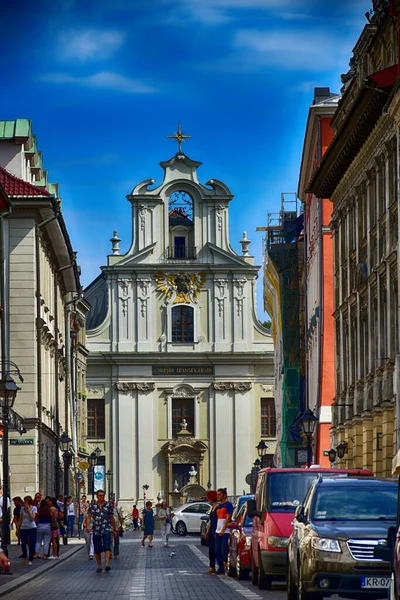 Krásné Historické Historické Polské Město Krakov Krásné Slunné Letní Prázdniny — Stock fotografie