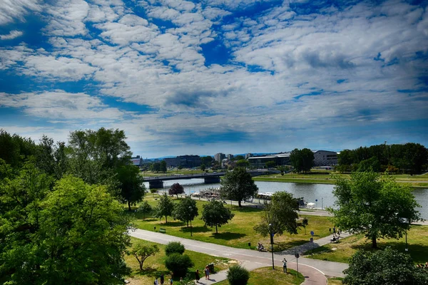 Hermosa Histórica Ciudad Polaca Histórica Cracovia Hermoso Día Vacaciones Verano — Foto de Stock